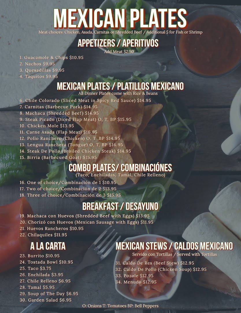 Fresh salsa, chips, and seafood dishes on display.